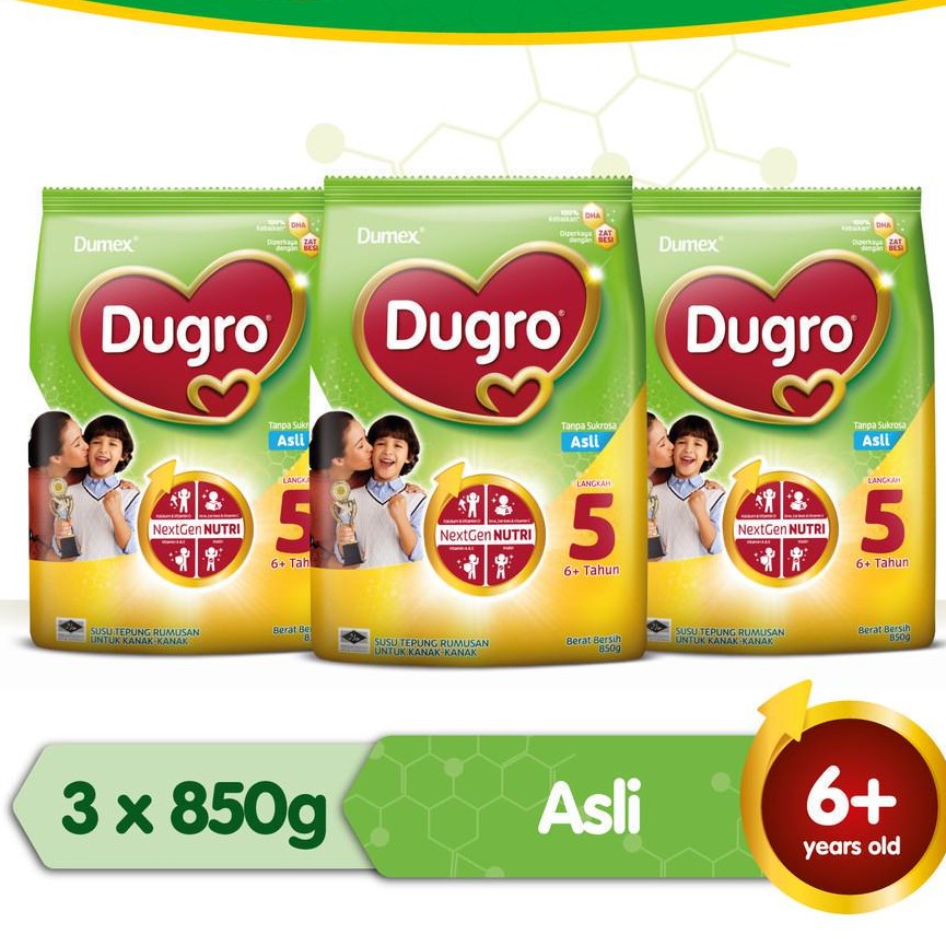 Susu Dumex Dugro 5 - Original (850g x 3) Susu Formula Susu budak Susu ...