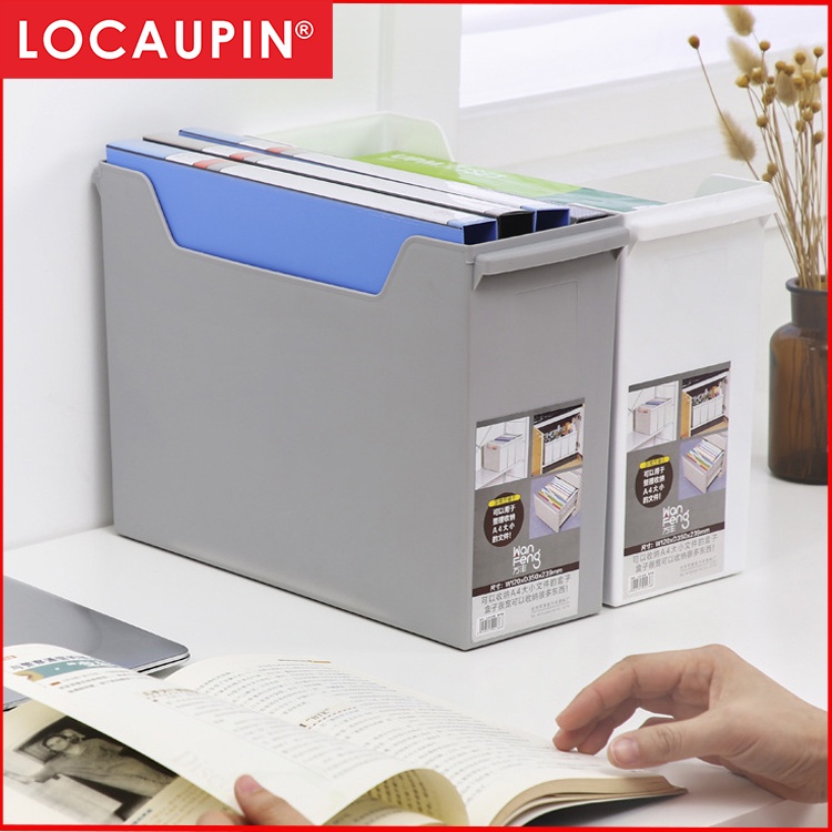 Locaupin Home Office Storage Organizer Bin with Handles Container for Drawers, Desks