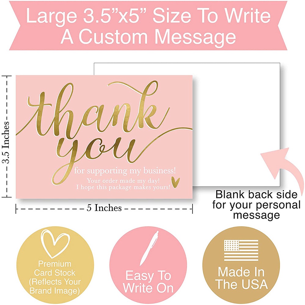 10/50pcs Thank You Cards For Supporting My Small Business Shopping Purchase  Thanks Greeting Cards Gift Message Card Wedding Invitat | Shopee Malaysia
