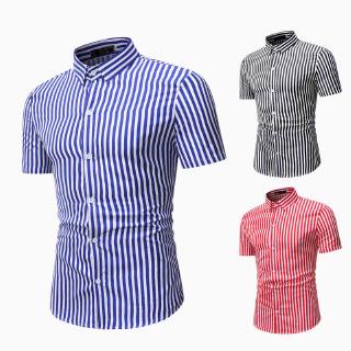 Best Summer Breathable Striped Summer Button Down Short-sleeved Casual Shirt for Men
