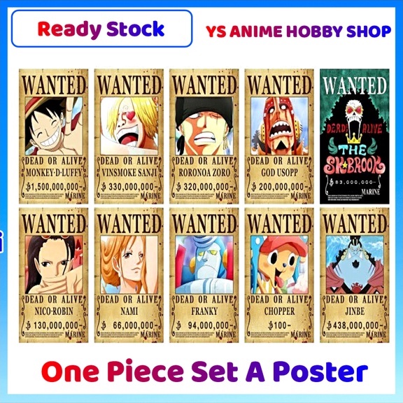 [1 Set 10pcs] One Piece Bounty Poster Luffy Zoro Kaido Big mom Shanks ...