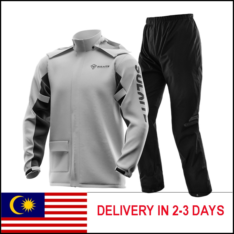 ready stock! NEW Grey Motorcycle Raincoat Moto Racing Riding Scooter breathable Jackets and pants come with shoe cover