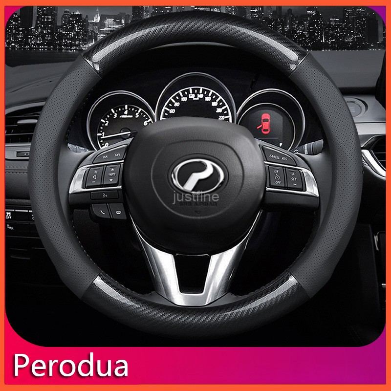 Perodua Carbon Fiber Leather Steering Cover Axia for Bezza 