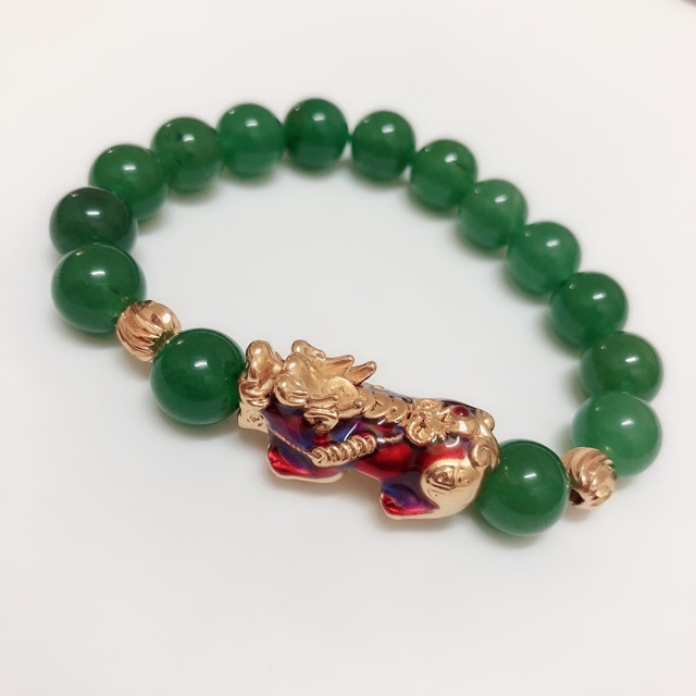 Aventurine Bracelet Pixiu Goldplated Color Chamging Enamel | Shopee ...