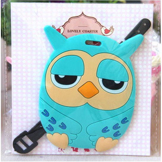 Cute Blue Owl Luggage Tag