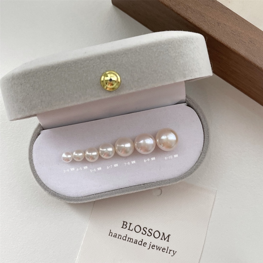 BLOSSOM Genuine Pearl Stud Earrings, A5, Natural Pearl 925 Silver stud earrings Mutiara subang