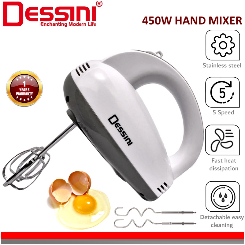 DESSINI ITALY 5 Speed Electric Hand Mixer Egg Beater Blender Grinder Processor Dough Whisk Mesin / Pengadun Bancuh Telur