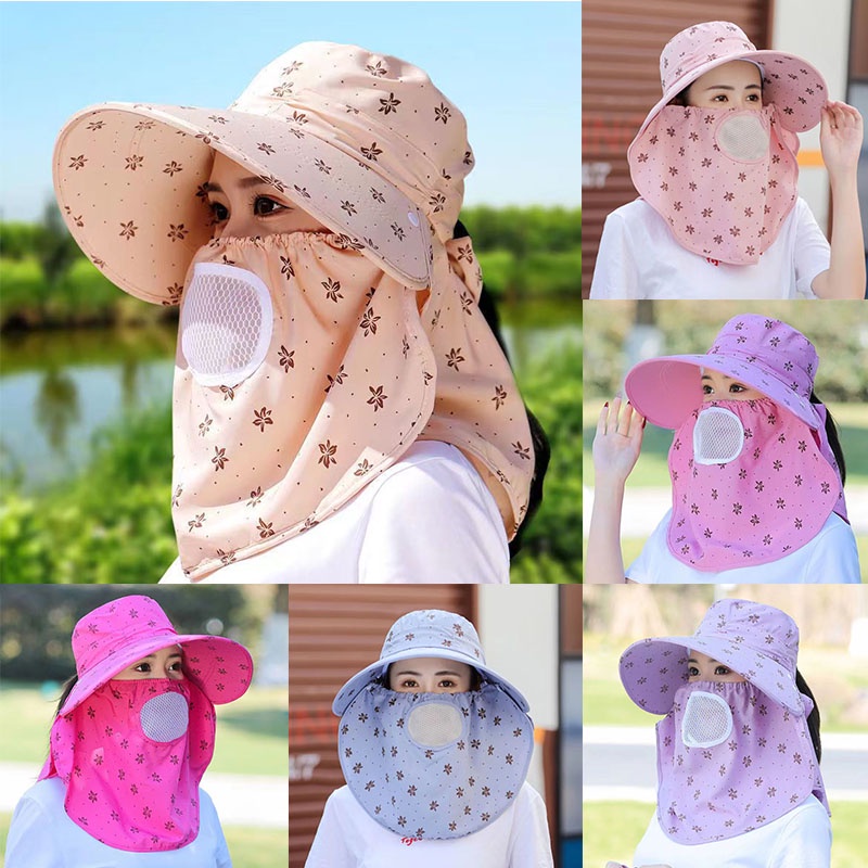 topi kebun Sunscreen Hat Women Summer Dry Farmer Work Tea Picking Sun ...