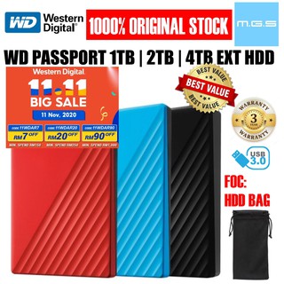 WD PASSPORT 1TB 2TB 4TB EXTERNAL USB3.0 HARDDISK - WESTERN DIGITAL SEAGATE TOSHIBA APACER TRANSCEND