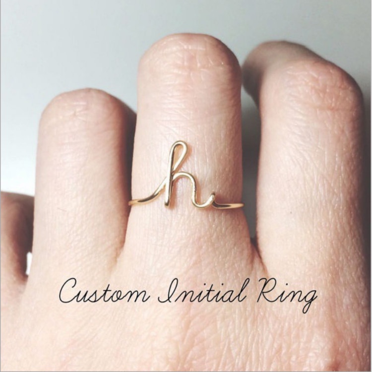 2022 adjustable 26 letter ring A-Z jewelry women's rose gold letter ring hand jewelry ring personalized accessories