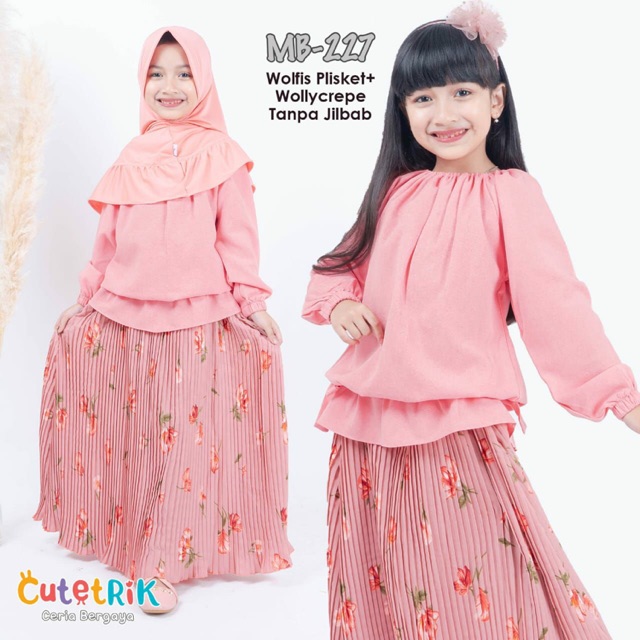 Cutetrik children's pleated skirt Set mb227 large size