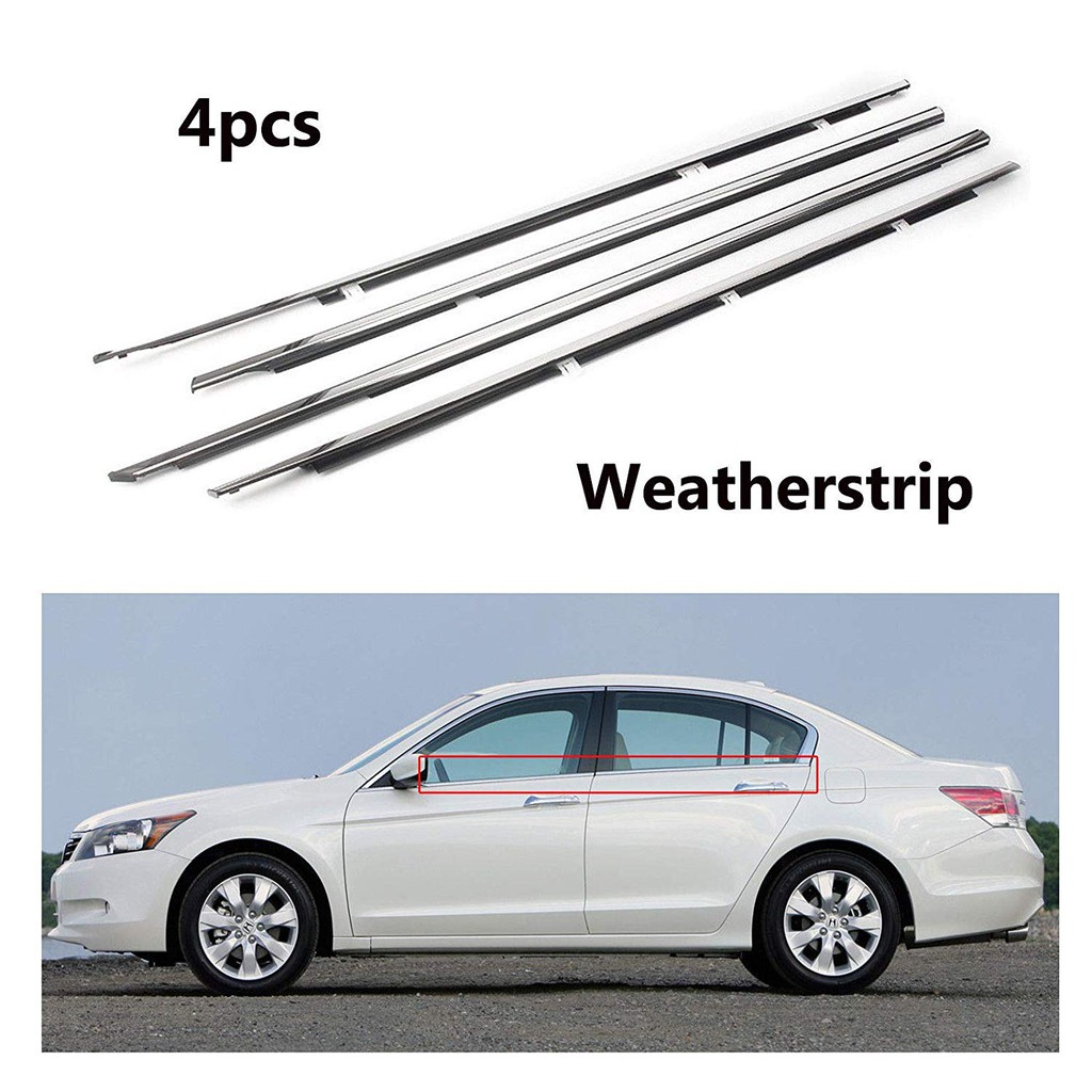 For Accord Sedan 2018-2020 Window Weatherstrip Strip 4PC Sweep Felt Outer w/Tool