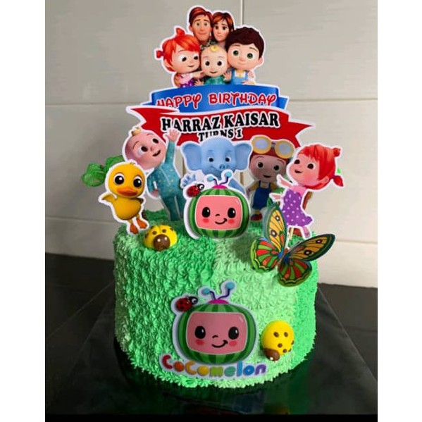Buy Custom Name Happy Birthday Cake Topper Cocomelon Kids Tv Decoration Set Party Accessories Banner Hiasan Kek Design Seetracker Malaysia