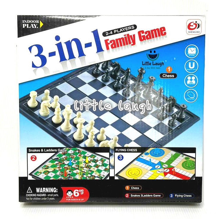6 In 1 Compendium Of Family Games For 2-4 Players Ludo Chess Snakes & Ladders 