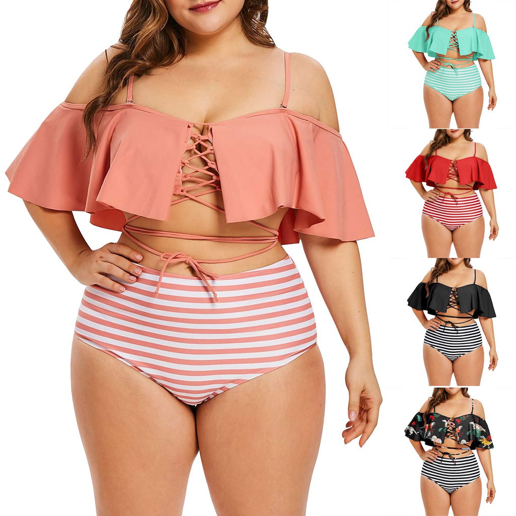 plus size high waisted swimwear