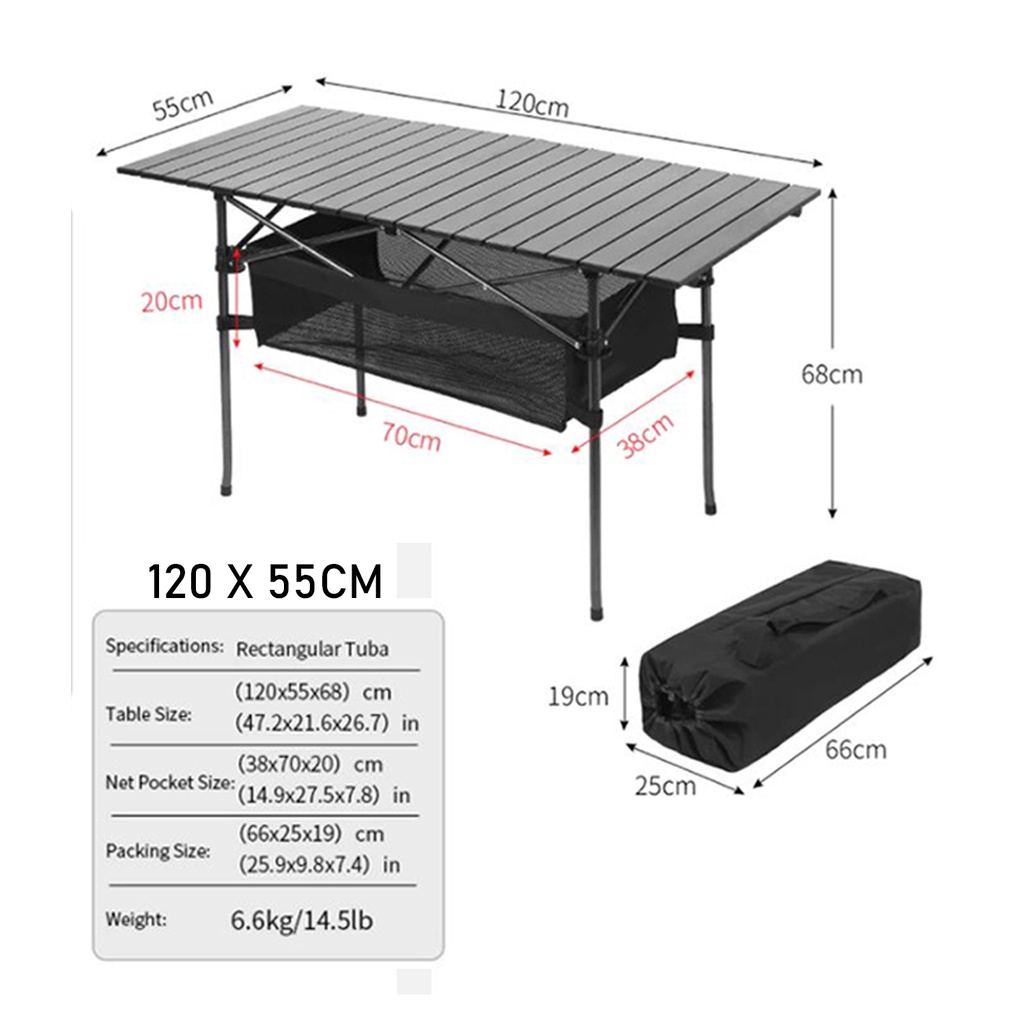 Foldable Picnic Table Outdoor Lightweight Aluminum Outdoor Foldable Table Camping Folding Table Meja Lipat Khemah 户外折叠桌