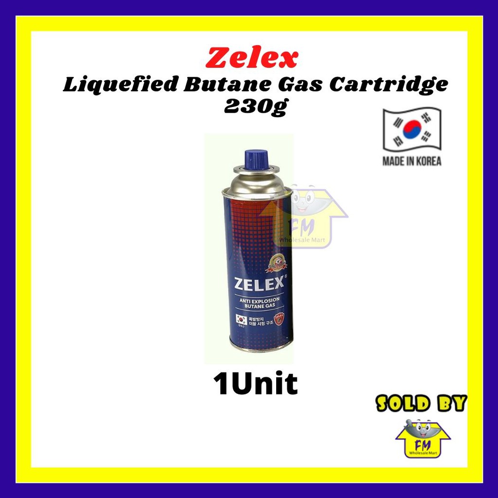 ZELEX Liquefied Butane Gas Cartridge Refill 230g / Gas Tin /  Gas Dapur
