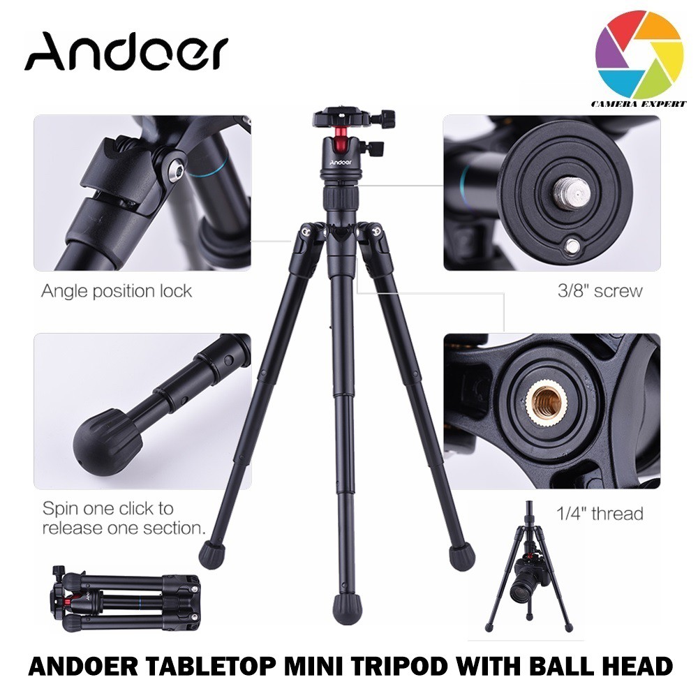 Andoer Extendable Portable Tripod / Andoer Mini Tabletop Travel Tripod ...