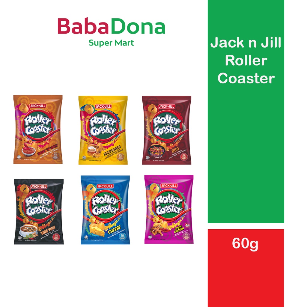 JACK N JILL ROLLER COASTER 60G CHEESE / BBQ / SPICY CHICKEN / SWEET N