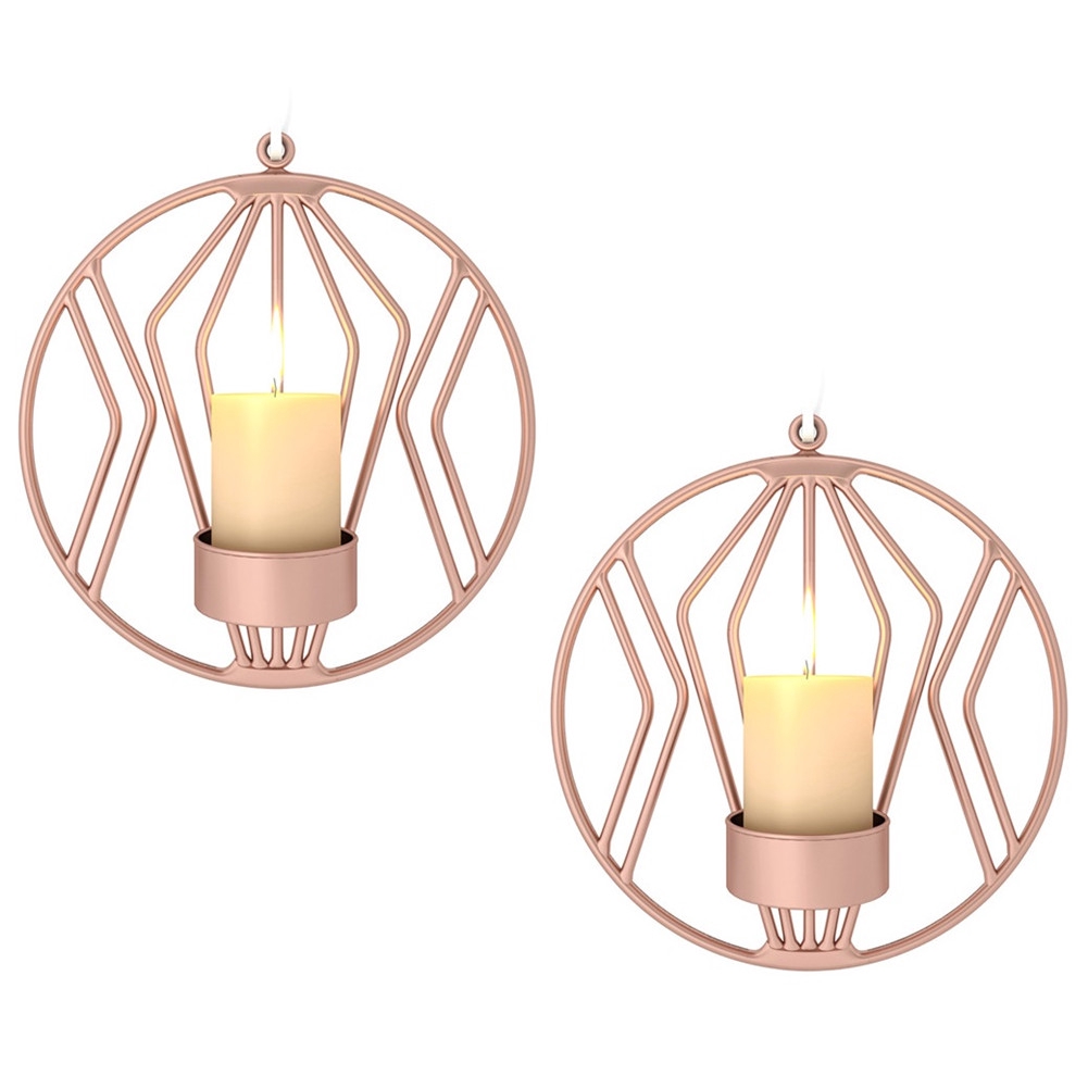 2pcs Wall Pillar Candle Sconce Metal Tealight Holders Wall