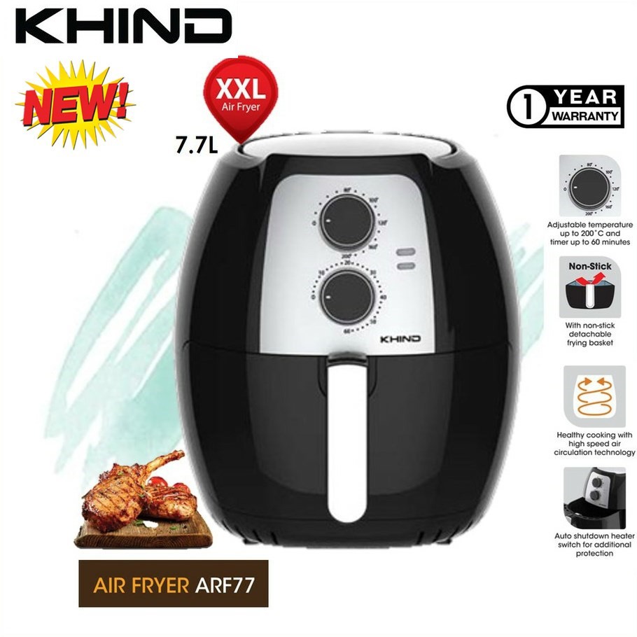 Khind ARF77 XXL LARGE 7.7L /Khind 2.6L Air Fryer ARF26 / KHIND ARF3000 Digital Display 3L