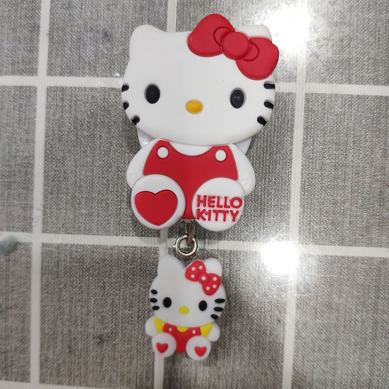 Bling Hello Kitty 45mm Retractable ID Badge Holder Blk 1pc 
