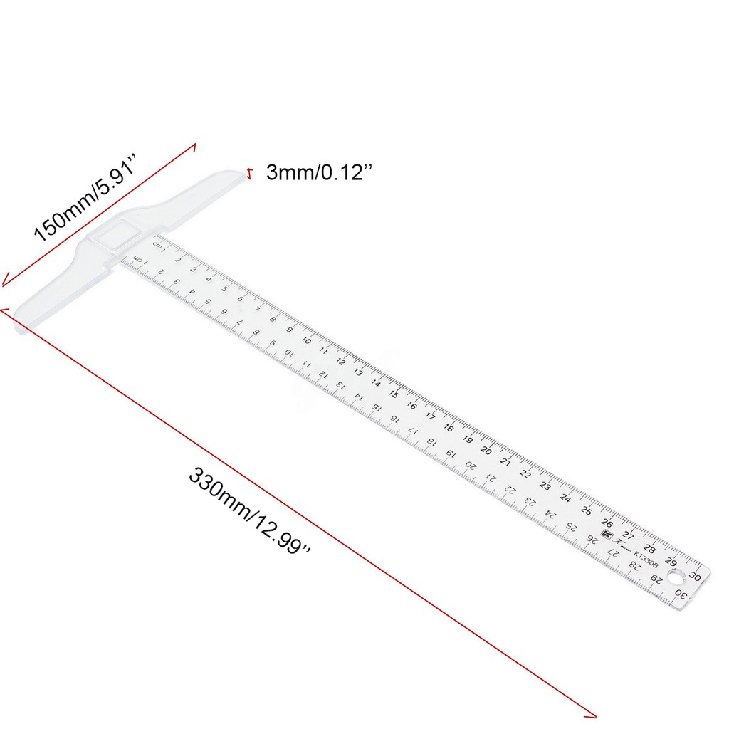 30cm Plastic Metric T Square Double Side Ruler Measuring Tool Supplies PL B _WK 