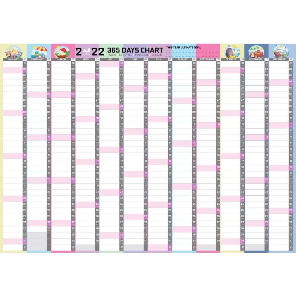 A3 Size ] Wall Calendar 365 Days @ Wall Chart 2022 #Meplanner #Meplanner2022 | Shopee Malaysia