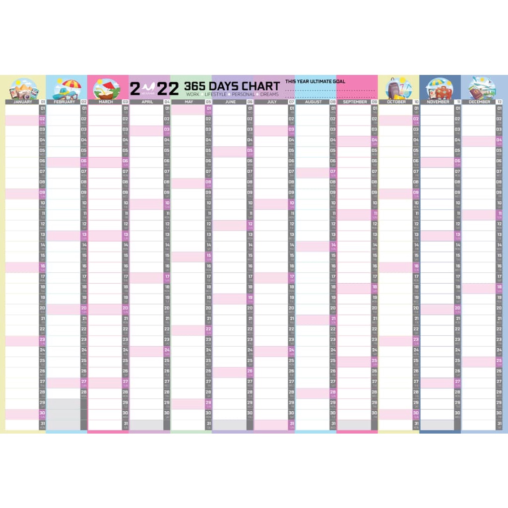 A3 Size ] Wall Calendar 365 Days @ Wall Chart 2022 #Meplanner #Meplanner2022 | Shopee Malaysia