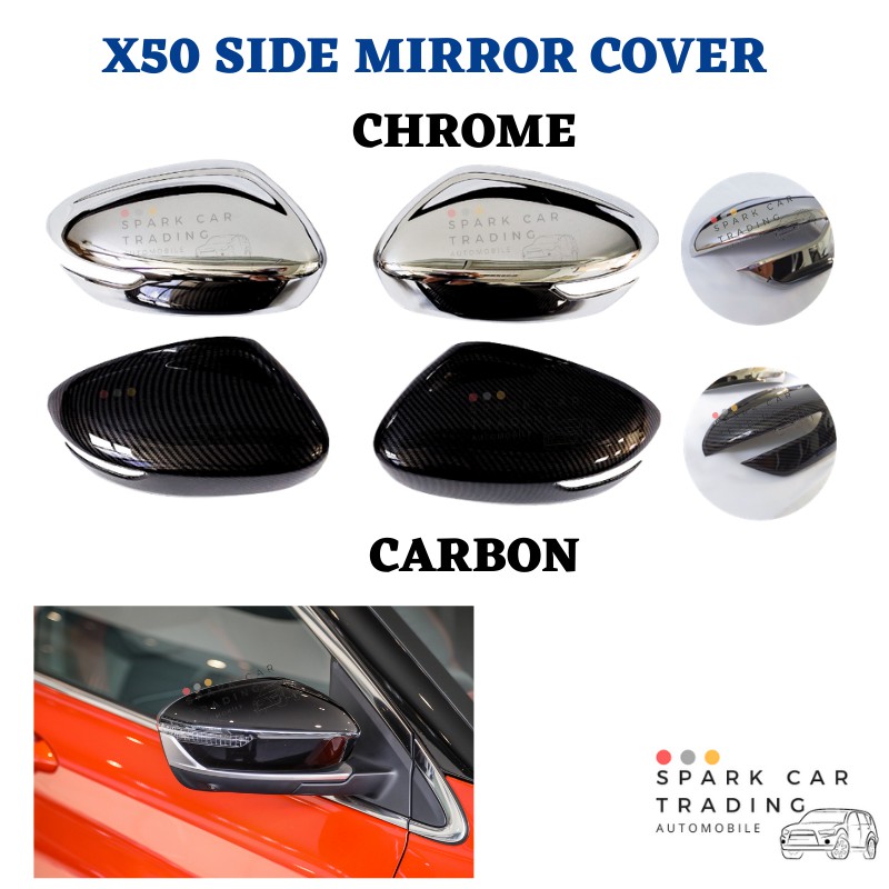 PROTON X50 Side Mirror Cover (CHROME / CARBON) 1 set 2pcs Shopee Malaysia