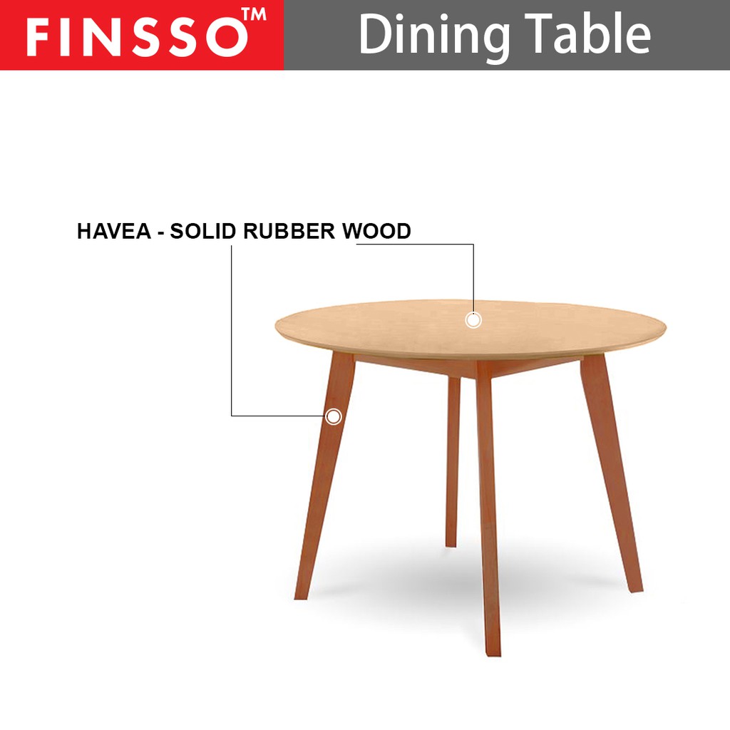 FINSSO: [100cm] Viera Round Solid Wood Dining Table With Dining Chair Set