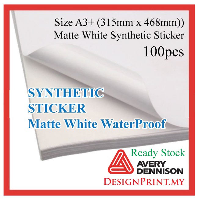 Matte White PP (Synthetic) Sticker 100pcs A3+ Water Proof Avery