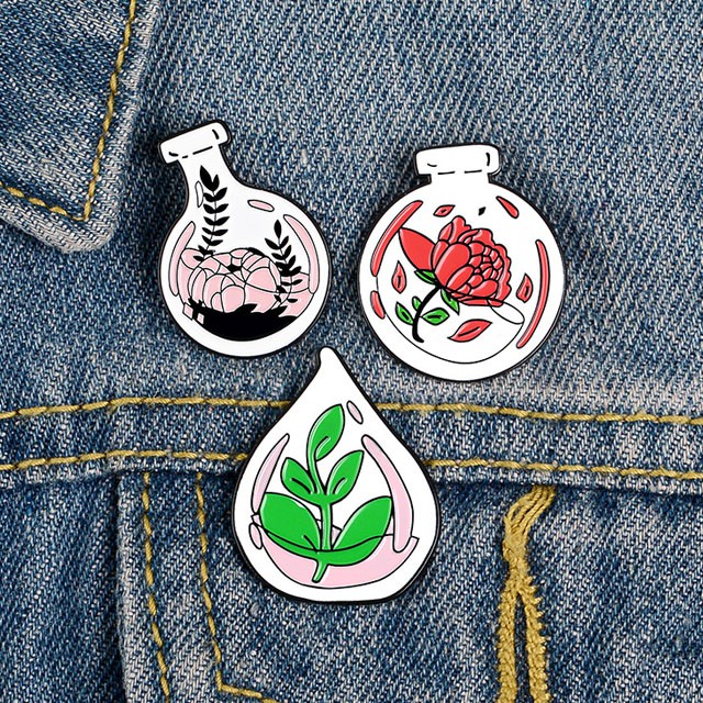 Vase Enamel Pin Cute Cartoon Brooch Humor Badge Clothes ...