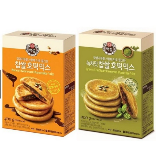 Beksul Sweet Korean Pancake Mix HOTTEOK Original 400g / Green Tea 400g (Packaging design may