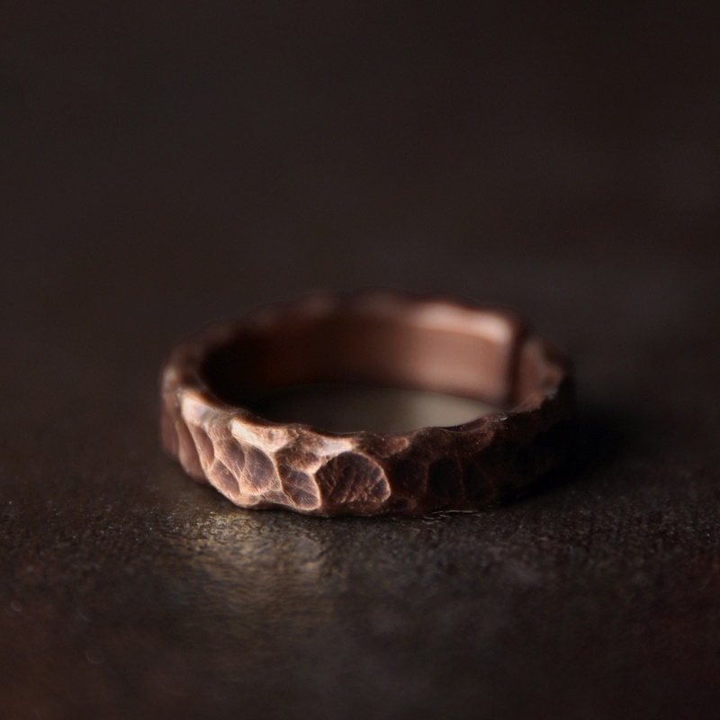 Tibetan Hand beaten Solid Copper Ring Hammered Vintage Process Size Adjustable Retro Punk Street for Men Women