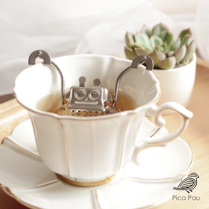 Creative robot monkey 304 stainless steel tea infuser tea drainer tea strainer tea strainer with tray