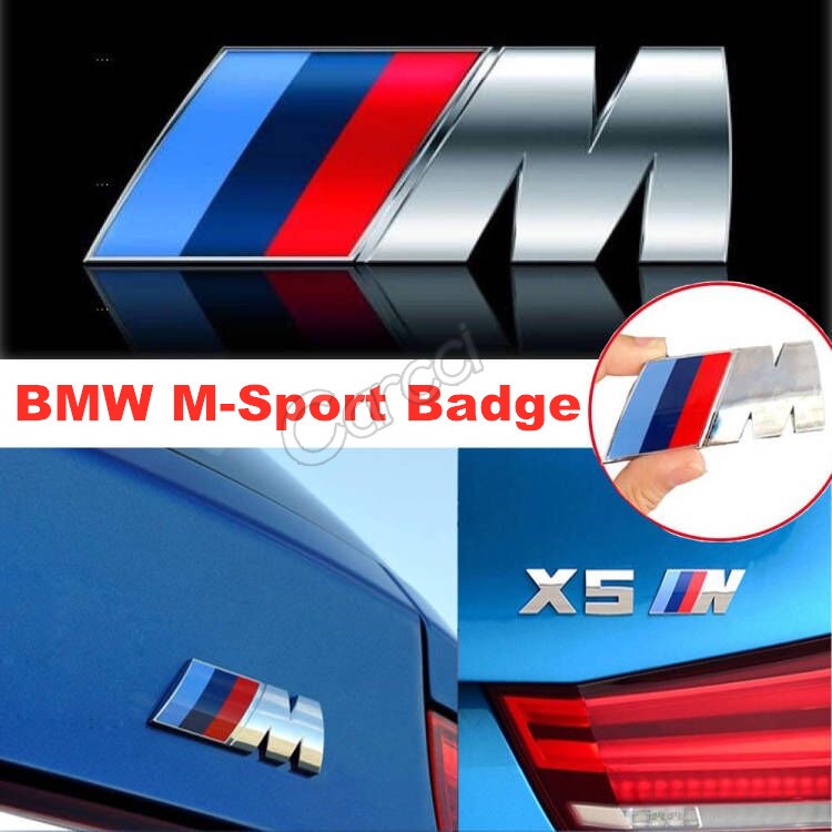 HUAYT M Power Badge Tri Color Emblem Sticker,Car Rear Trunk Fender Side Emblem Badge Decal Logo Compatible for All BMW Series-Metal 