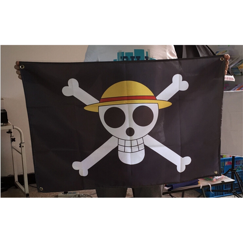 60cmx90cm High Quality One Piece Luffy Flag Jolly Roger Pirate Flag Home Decor Polyester Banner Shopee Malaysia