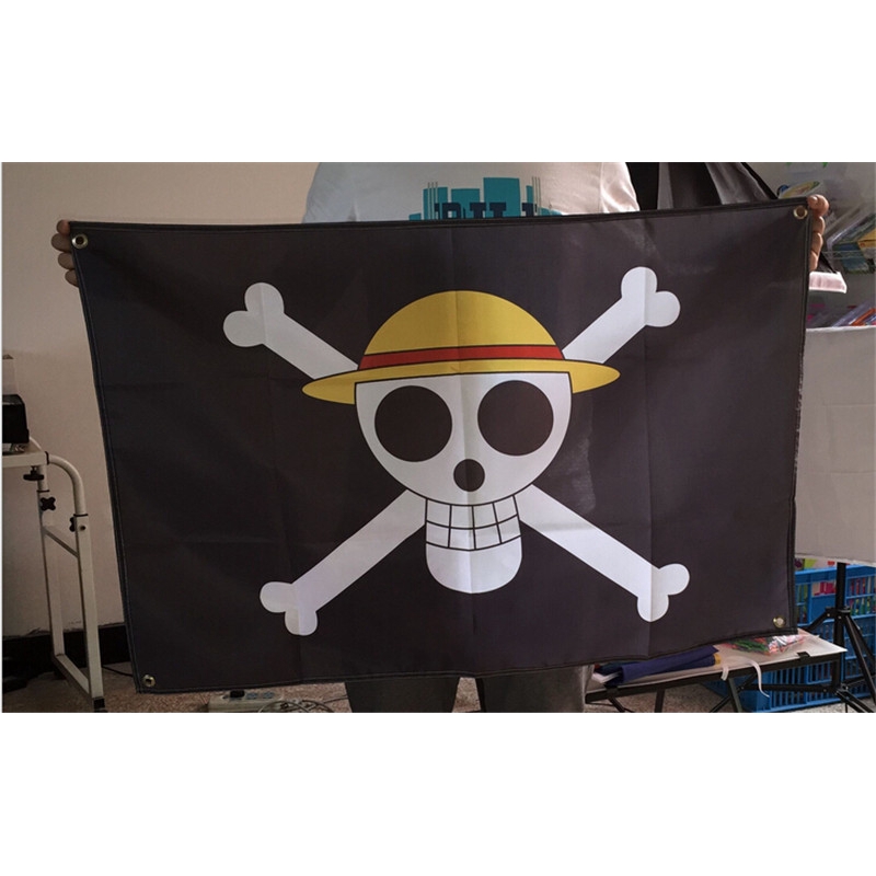 60cmx90cm High Quality One Piece Luffy Flag Jolly Roger Pirate Flag Home Decor Polyester Banner