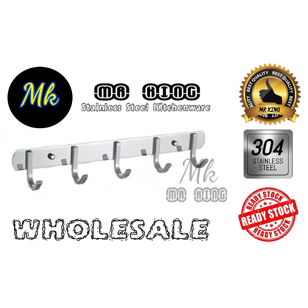 SUS304 Steel Over The Door Hanger Rack with 5 Hooks | Shopee Malaysia