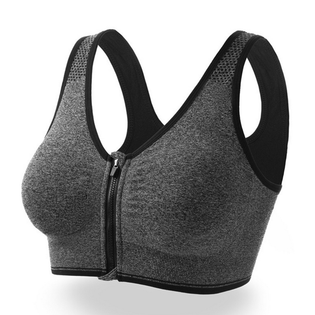 zip front compression sports bra