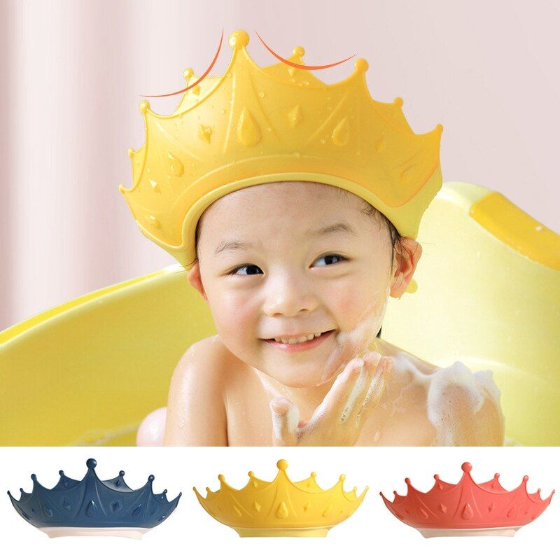 Adjustable Baby Shower Cap Crown Shape Shampoo Bath Wash Hair Shield