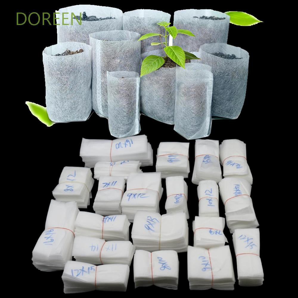 DOREEN 100pcs Grow Bags Non-woven Garden Supplies Plants Nursery Bags Biodegradable Eco-friendly Growing Seedling Raising Vegetable Planting Nursery Pots