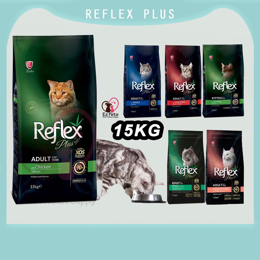 EZPETS Reflex Plus Adult Cat Food 15KG Makanan Kucing Reflex Omega 
