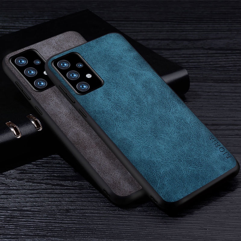 SKINMELEON Samsung Galaxy A52 Casing Samsung A52 Case 5G Premium Smooth PU Leather Case TPU Protective Cover Phone Case