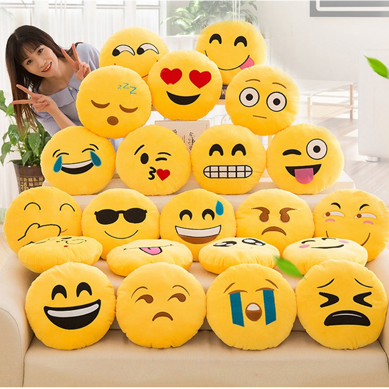Emoji Emotion Plush Pliiow Whatsapp Round Smiley Face Cushion