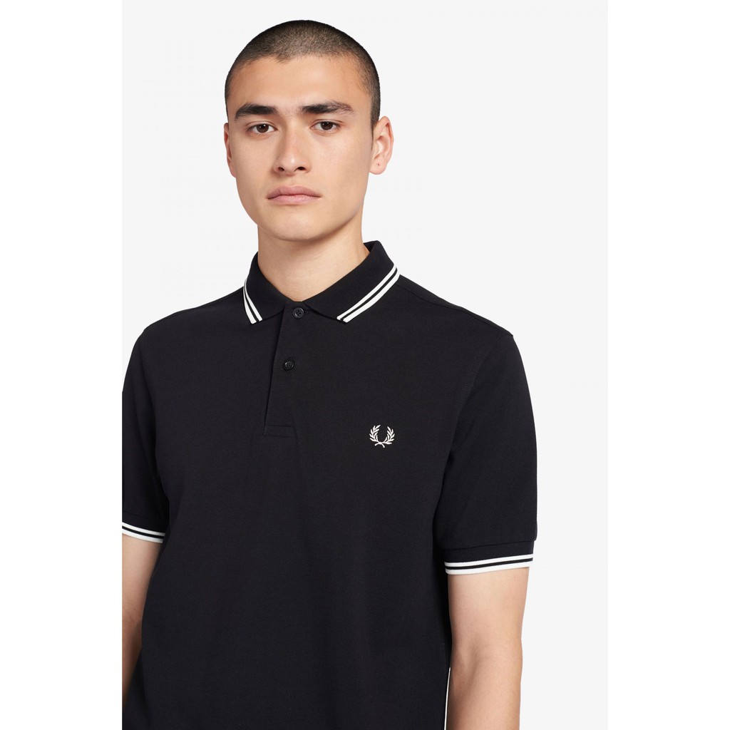 ORIGINAL Fred Perry Twin Tipped Logo Polo Shirt Men M3600 Black ...