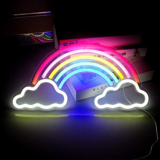 Rainbow Neon Sign Colorful Led Night Light Wall Lamps For Kids Children Room Shopee Malaysia - blue neon lights singal roblox