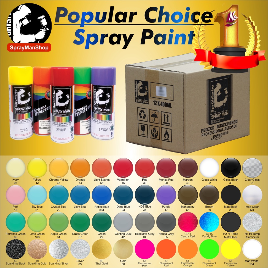 Aerosol paint spray paint Spray Man 400ml One Dozen (12 cans) Shopee