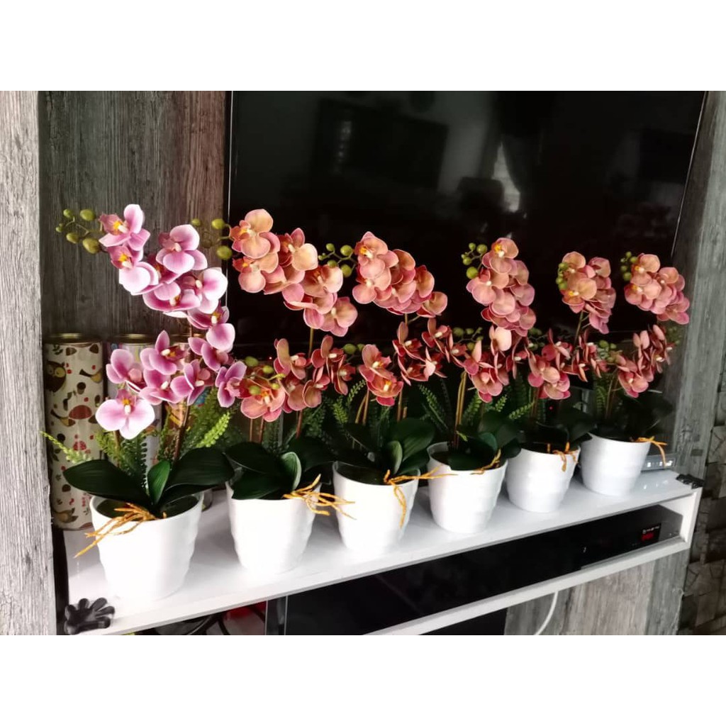 Bunga Orkid Hiasan Latex Premium 3d Tangkai Shopee Malaysia